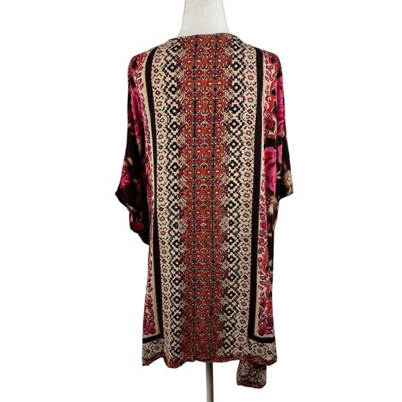 Angie‎ Womens Floral Print Kimono Swim Cover Up Sz M Boho Flowy Hippie Festival - Picture 3 of 12